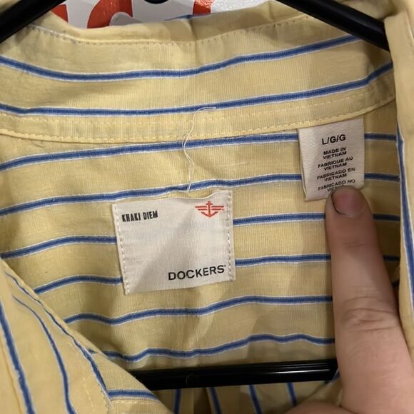 Men’s button up yellow and blue pin stripe - Picture 2 of 3